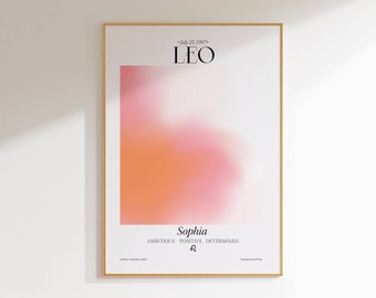 Leo Zodiac Gifts, Leo Wall Art Zodiac Print, Leo Birthday Gift for Leo Woman Print, Leo Zodiac Wall Art, Custom Zodiac Print