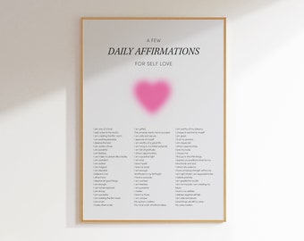 Daily Affirmations Wall Art, Affirmation Poster, Words of Affirmation Wall Art, Preppy 3 Piece Wall Art, Self Love Print