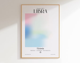 Libra Poster Wall Art, Libra Gifts, Libra Poster Birthday Gift for Her, Libra Custom Zodiac Print, Libra Wall Art, Personalized Zodiac