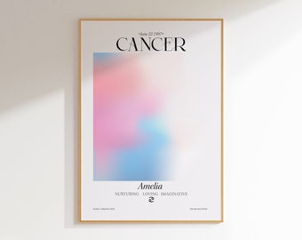 Cancer Zodiac Poster Print, Cancer Zodiac Gifts Printable, Cancer Zodiac Decor, Personalized Custom Zodiac Print, Cancer Birthday Gift