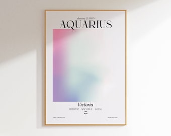 Aquarius Gifts for Her, Aquarius Custom Poster Print, Aquarius Wall Art, Aquarius Wall Art Decor, Aquarius Star sign Printable