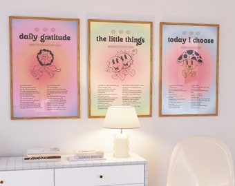 70s Retro Wall Art Prints, Positive Affirmations, Set of 3 (Digital Download)