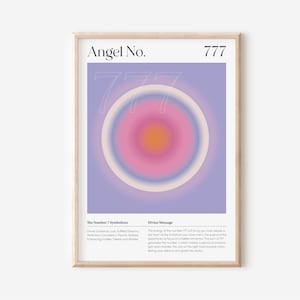 ANGEL NUMBER 777 Poster Printable Wall Art, Angel Numbers Poster, Spiritual Wall Art Print, Angel Number Poster, Gradient Wall Art