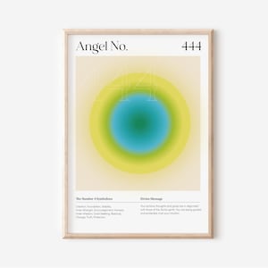 ANGEL NUMBER POSTER 444 Gradient Aura Art Print, Spiritual Wall Art, Gradient Wall Art, Angel Number Art, Aura Poster, Printable Wall Art