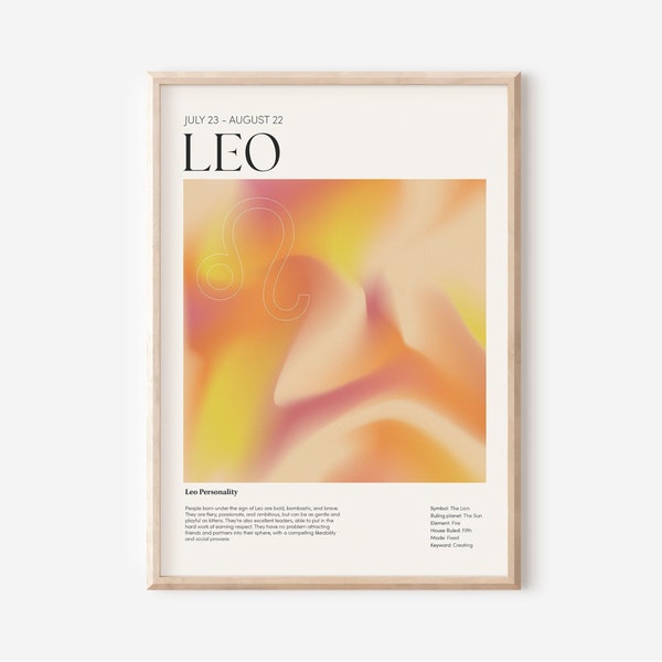 Leo Zodiac Wall Art Etsy