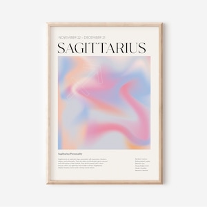 Sagittarius Zodiac Wall Art Print, Sagittarius Zodiac Art, Zodiac Aura Gradient Print, Sagittarius Horoscope Poster, Astrology Wall Art