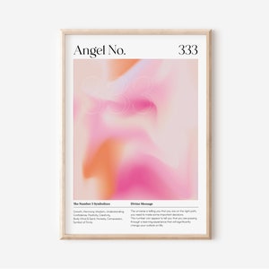 ANGEL NUMBER 333 Poster, Gradient Aura Wall Art Print, Spiritual Wall Art, Angel Numbers Prints, Aura Poster, Gradient Art