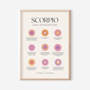 Scorpio Poster Wall Art, Scorpio Gifts, Scorpio Zodiac Decor Art Print, Scorpio Birthday Gifts Women, Scorpio Affirmation Poster