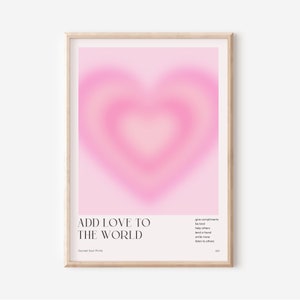 Hot Pink Heart Wall Art Print, Y2k Indie Room Decor (Digital Download)