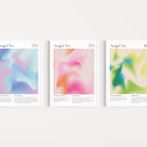 Angel Numbers Poster Print Set, Aura Poster Print, Trendy Preppy Wall Art, Spiritual Wall Art, Angel Number Print, Gradient Wall Art