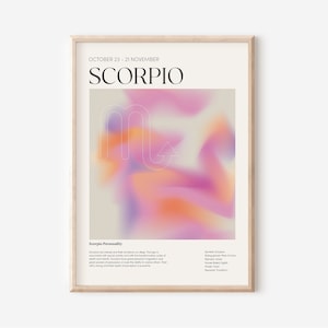 Scorpio Zodiac Wall Art Aura Print, Scorpio Zodiac Poster, Scorpio Zodiac Gifts, Scorpio Zodiac Wall Art Printable, Scorpio Astrology Print