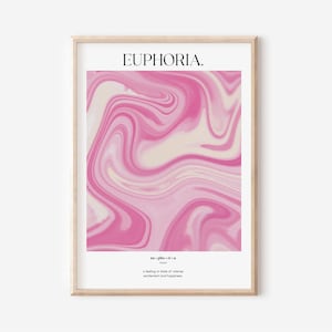 Retro Pink Wall Art Print Poster, Wall Art Prints Trendy, Dorm Decor For College Girls, College Dorm Wall Decor, Hot Pink Wall Art