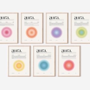 Aura Poster Set, Gradient Aura Print, Wall Prints Trendy, Digital Download Print, Digital Prints, Aura Wall Art, Angel Manifest Aura Prints