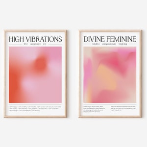 DIVINE FEMININE AURA Poster Set, Gradient Wall Art, Spiritual Wall Art, Divine Feminine Art, Spiritual Gift