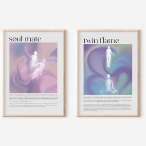 Twin Flame and Soul Mate Spiritual Aura Poster Set, Gradient Wall Art, Twin Flame Gift, To My Soulmate, Psychedelic Poster