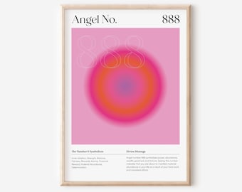 Cartel del número de ángel, impresión de arte de pared de aura, arte de pared espiritual, impresión de número de ángel, cartel de aura, arte degradado