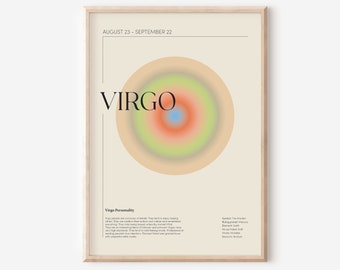 Lámina artística del aura del signo zodiacal Virgo, regalo espiritual (descarga digital)