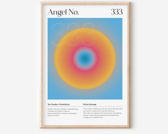 ANGEL NUMBER 333 Poster Aura Energy Gradient Arte de pared imprimible, Impresión de números de ángel, Arte de pared espiritual, Arte de pared degradado