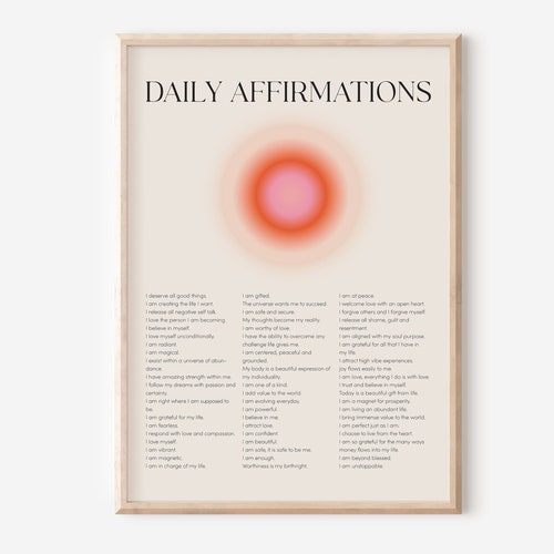 AFFIRMATION WALL ART Positive Affirmations Words of Etsy