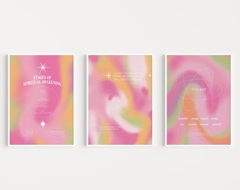 Girly Gradient Spiritual Art Print Set, Trendy Home Decor (Digital Download)