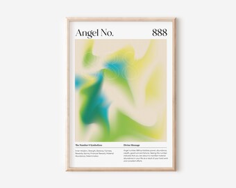 Angel Number Aura Poster, Gradient Aura Wall Art Print, Spiritual Wall Art, Angel Number, Aura Poster, Gradient Art