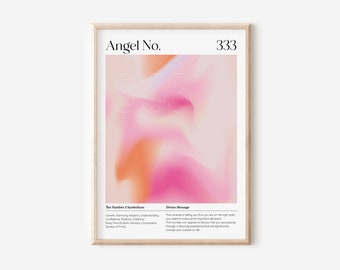 ANGEL NUMBER 333 Poster, Gradient Aura Wall Art Print, Spiritual Wall Art, Angel Numbers Prints, Aura Poster, Gradient Art
