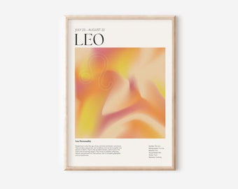 Leo Zodiac Wall Art Print Gift for Her, Leo Wall Art Poster, Leo Zodiac Gifts for Her, Leo Gifts, Leo Zodiac Art, Leo Star Sign Art Print
