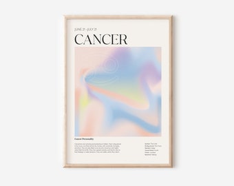 Cancer Zodiac Art Print, Astrology Wall Decor (Digital Download)