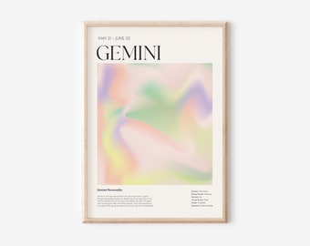 Gemini Zodiac Aura Gradient Wall Art Print (Digital Download)