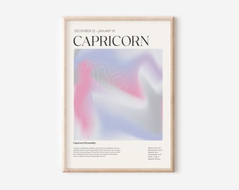 Capricorn Zodiac Art Print, Astrology Poster (Digital Download)