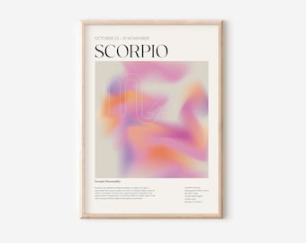 Scorpio Zodiac Aura Print, Astrology Wall Art (Digital Download)