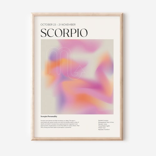 SCORPIO ZODIAC WALL Art Printable Poster Scorpio Zodiac Etsy