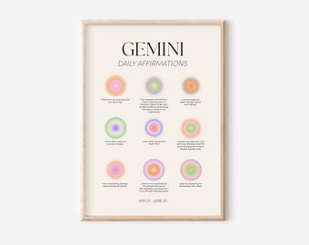 Gemini Zodiac Wall Art Print, Gemini Zodiac Art Printable Poster, Aura Gradient Poster, Gradient Wall Art, Printable Wall Art