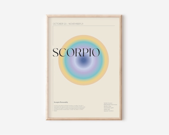 SCORPIO ZODIAC WALL Art Printable Poster, Scorpio Zodiac Gifts, Scorpio Zodiac Art Poster, Spiritual Wall Art, Zodiac Aura Gradient Poster