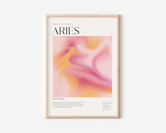Aries Zodiac Print, Cosmic Art, Astrology Wall Decor (Digital Download)