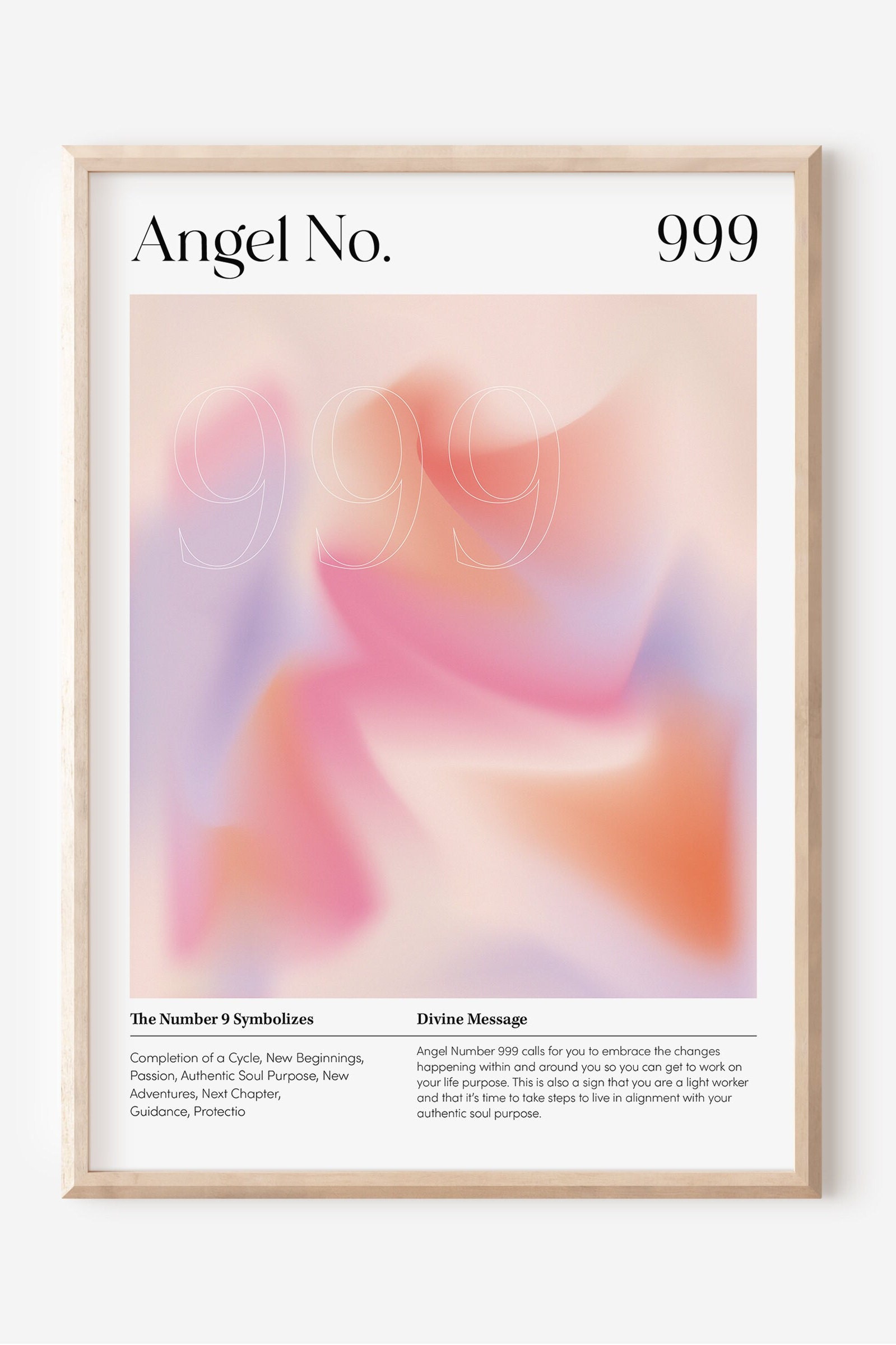 Poster FEOFTIE Con Numeri Angelo E Aura - Set 3 Stampe A Gradiente (30 X 40 Cm) Senza Cornice