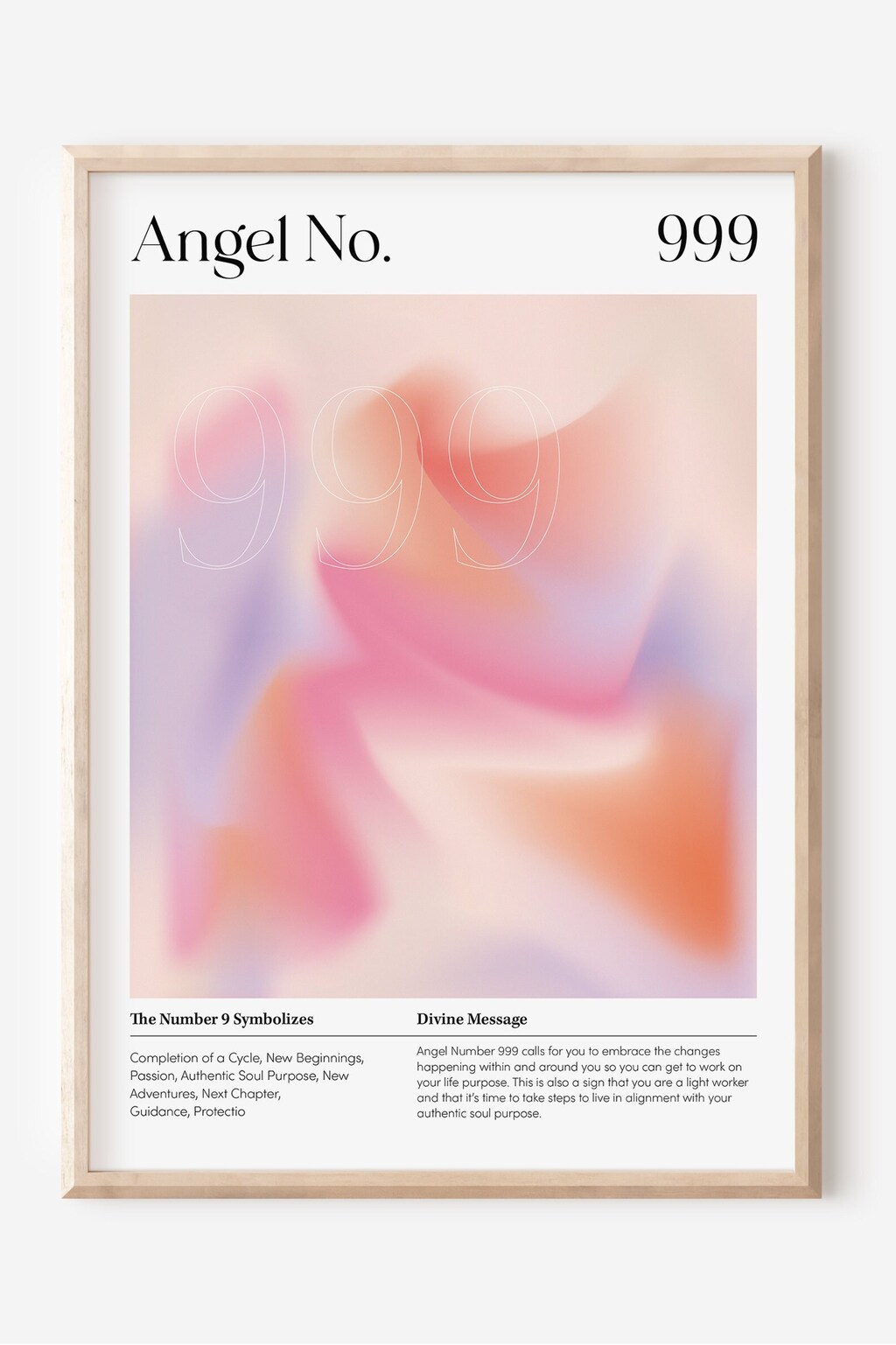 Poster FEOFTIE Con Numeri Angelo E Aura - Set 3 Stampe A Gradiente (30 X 40 Cm) Senza Cornice