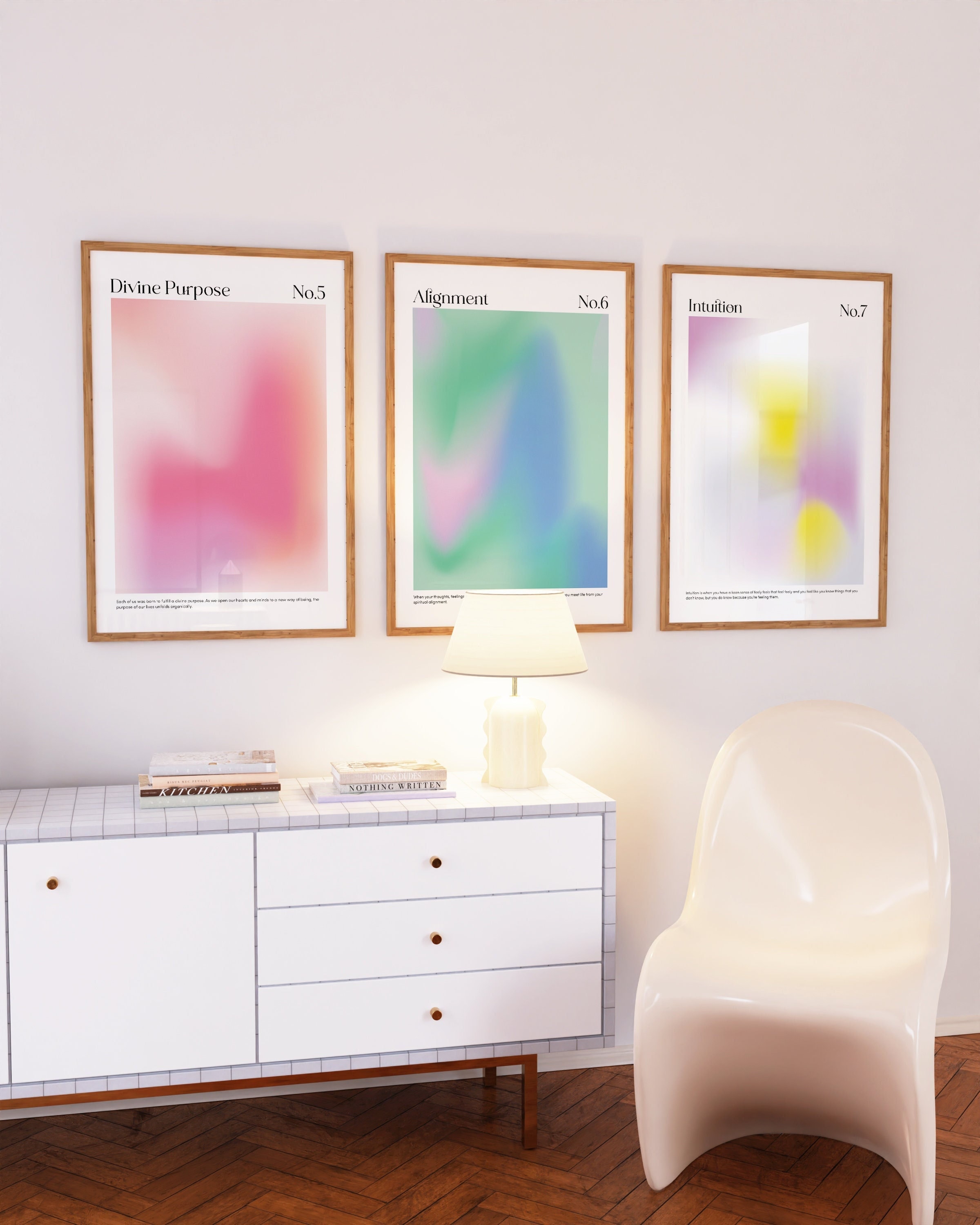 Aura Poster Print Set of 3, Aura Angel Number Poster Print, Aesthetic Poster, Trendy Wall Prints Download, Gradient Aura Prints