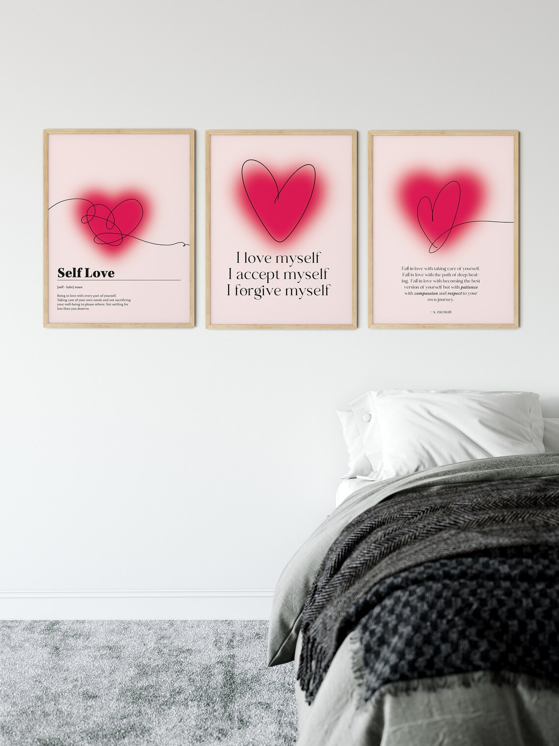 Love Yourself Self Care Print Set of 3, Self Love Wall Art Poster ...