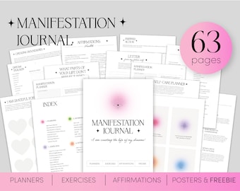 MANIFESTATION JOURNAL PRINTABLE, Affirmation Journal, Law of Attraction Planner, Self Care Journal, Gratitude Journal Printable