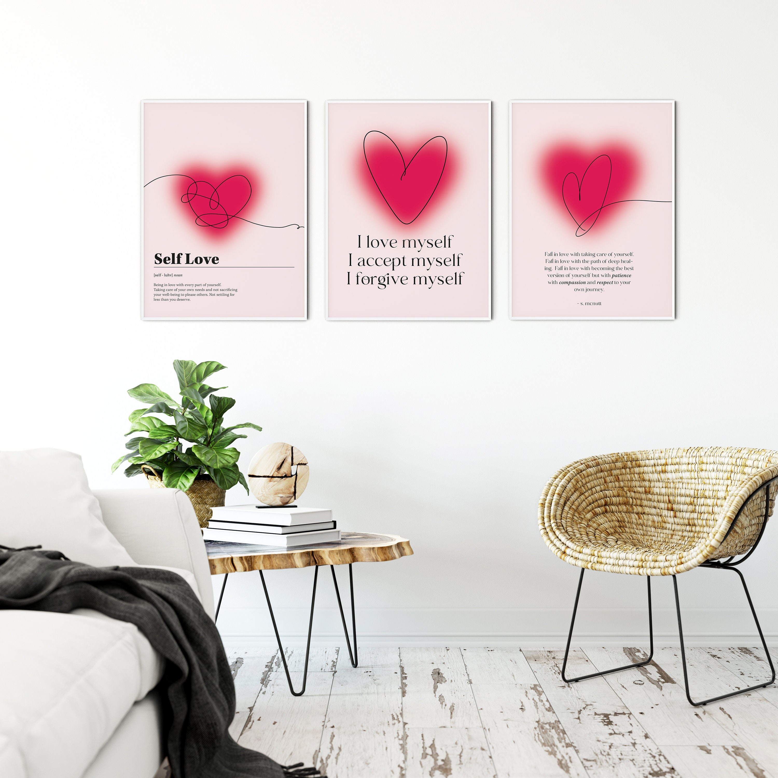 Love Yourself Self Care Print Set of 3, Self Love Wall Art Poster ...