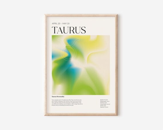 Taurus Zodiac Art Print, Taurus Zodiac Art Poster Printable, Taurus Aura Gradient Poster Gift for Her, Taurus Horoscope Zodiac Print