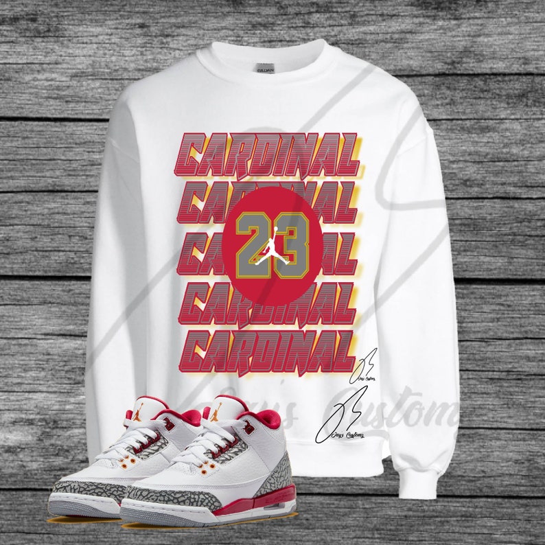 Air Jordan Retro 3 CARDINAL RED Matching Sweater Custom | Etsy