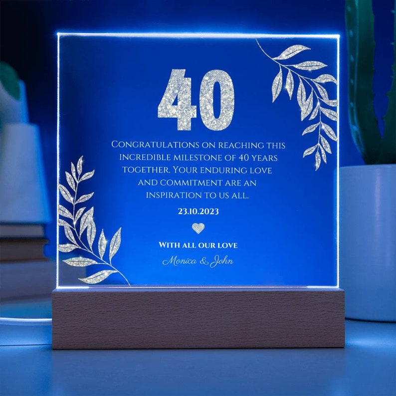 40th Wedding Anniversary 40th Anniversary Gift for Friends Etsy