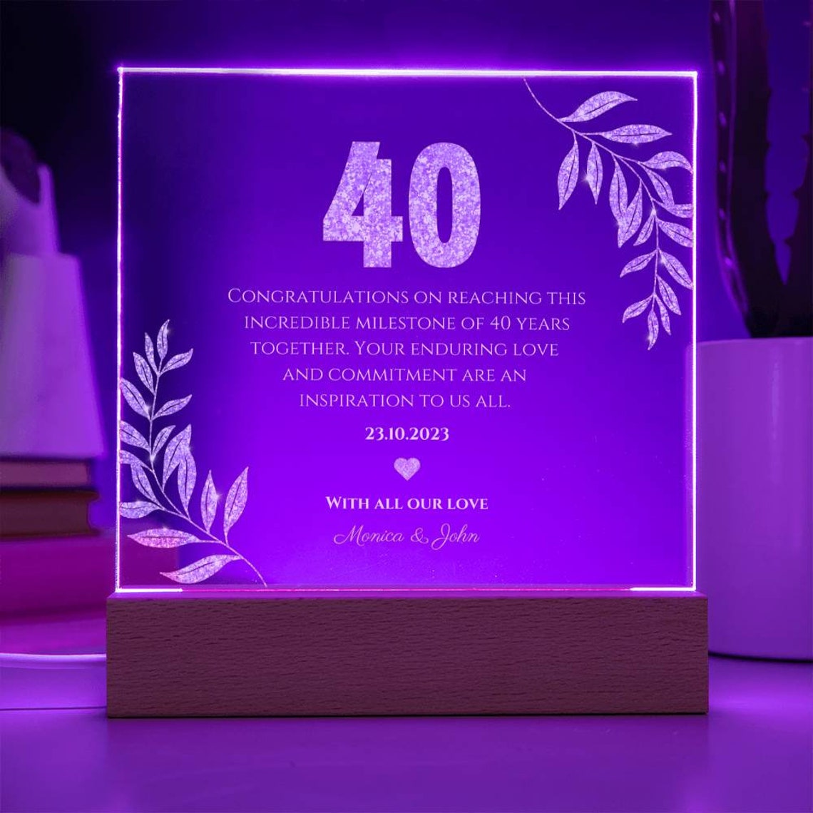 40th Wedding Anniversary 40th Anniversary Gift for Friends Etsy