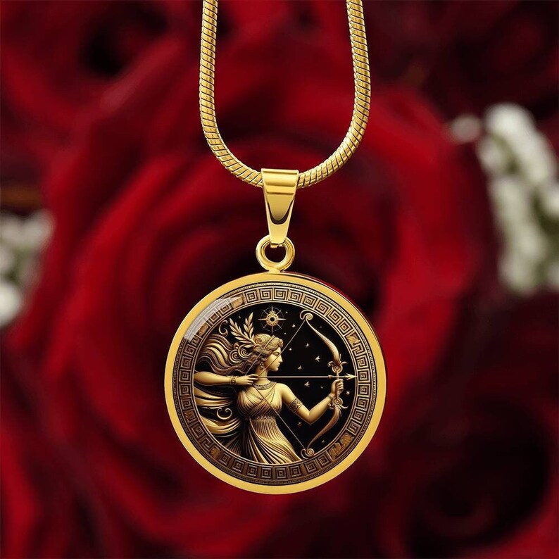 Personalized Artemis Pendant, Goddess of Hunt Necklace, Greek Artemis