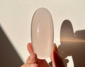 Top Grade Mozambique Rose Quartz Long Round Shiva Palmstone