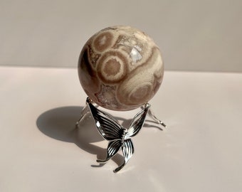 Medium Silver Butterfly Symbolism Delicate Sphere Stand