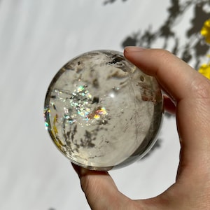 Large Rainbows Super Clear Light Smoky Quartz Crystal Sphere