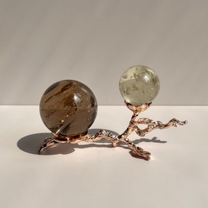 Rose Gold Double Spheres Elegant Tree branch sphere stand decor